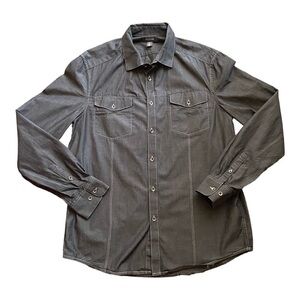 KENNETH COLE REACTION-CHARCOAL GRAY BUTTON FRONT SHIRT